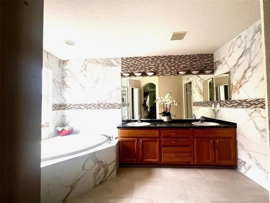 Bathroom, Dual Sink Vanities, Interior, Marble Walls