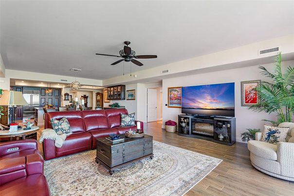 Dining room, Fireplace, Interior, Kitchen, Living room, Pendant Lights, Wood Texture Flooring