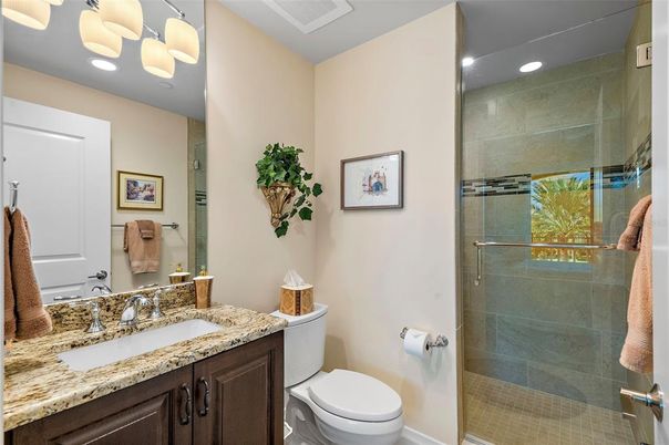 Bathroom, Glass Shower, Interior, Recessed Lighting