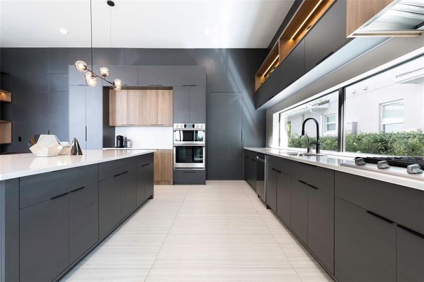 Interior, Kitchen, Pendant Lights, Recessed Lighting, Stainless Steel Appliances