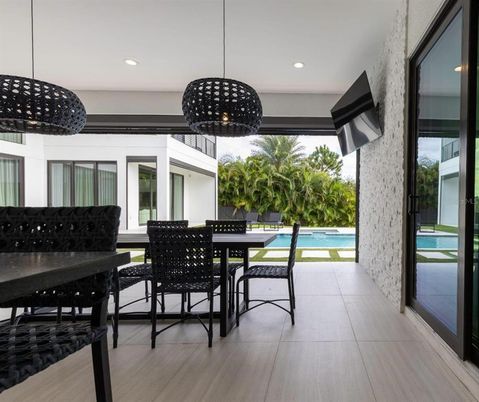 Dining room, Interior, Pendant Lights, Pool, Recessed Lighting