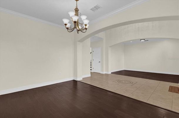 Chandelier, Empty room, Interior, Wood Texture Flooring