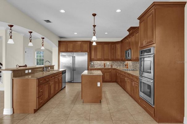 Interior, Kitchen, Pendant Lights, Recessed Lighting, Stainless Steel Appliances