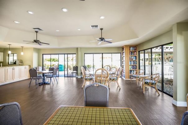 Dining room, Interior, Pendant Lights, Recessed Lighting, Wood Texture Flooring