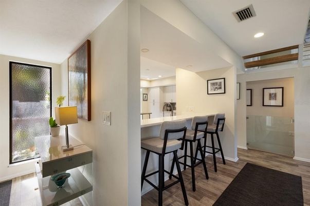 Interior, Kitchen, Recessed Lighting, Wood Texture Flooring