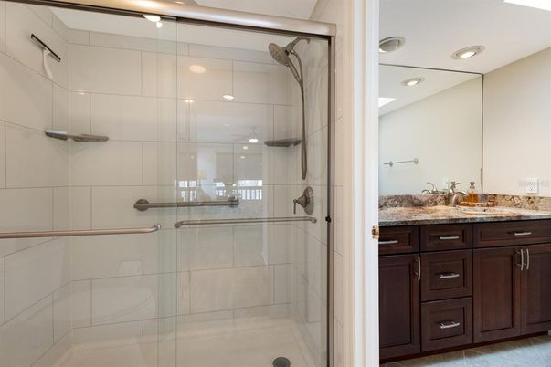 Bathroom, Glass Shower, Interior, Recessed Lighting