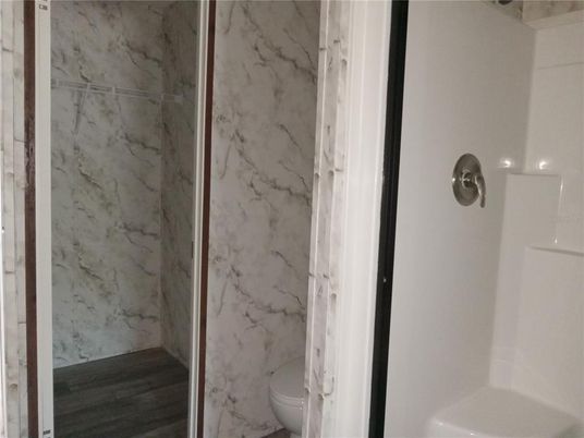 Bathroom, Interior, Marble Walls, Wood Texture Flooring