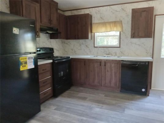 Interior, Kitchen, Marble Walls, Wood Texture Flooring