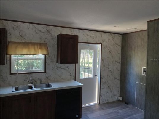 Interior, Kitchen, Marble Walls, Wood Texture Flooring