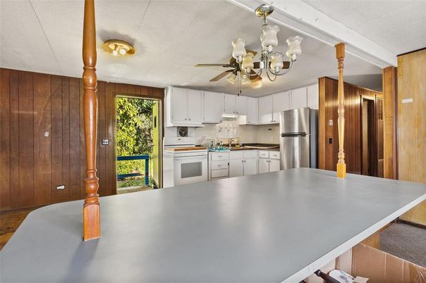 Chandelier, Interior, Kitchen, Stainless Steel Appliances