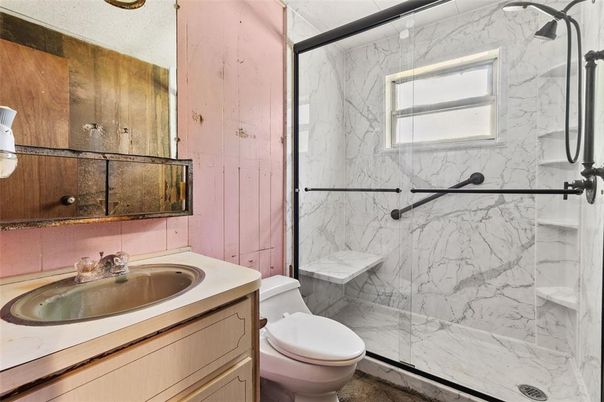 Bathroom, Glass Shower, Interior, Marble Walls