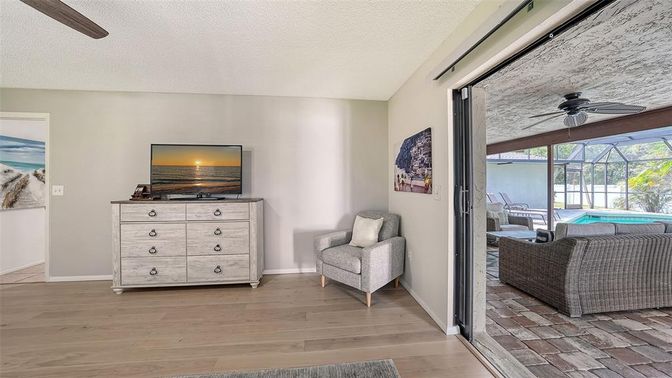 Interior, Pool, Sun Room, Wood Texture Flooring