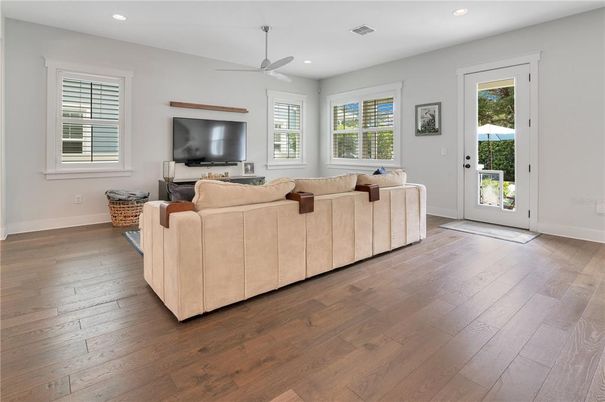 Interior, Living room, Recessed Lighting, Wood Texture Flooring