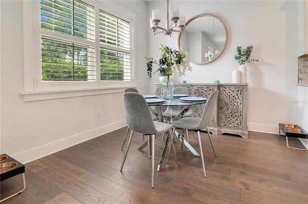 Chandelier, Dining room, Interior, Wood Texture Flooring