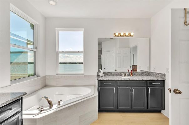 Bathroom, Interior, Recessed Lighting, Wood Texture Flooring