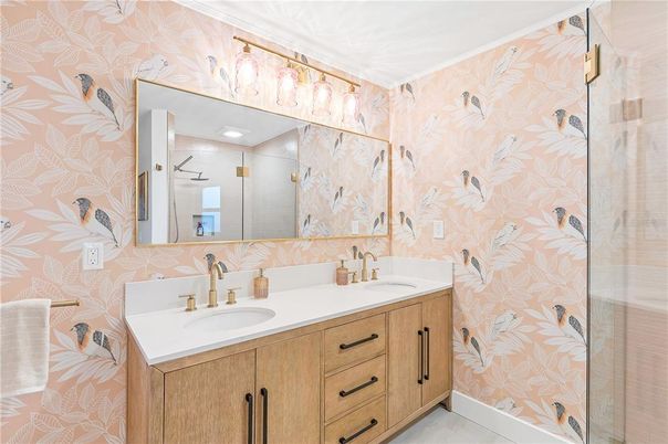 Bathroom, Dual Sink Vanities, Glass Shower, Interior