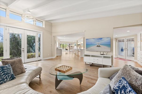 Interior, Living room, Recessed Lighting, Wood Texture Flooring