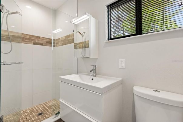 Bathroom, Glass Shower, Interior, Recessed Lighting