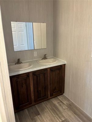 Bathroom, Dual Sink Vanities, Interior, Wood Texture Flooring