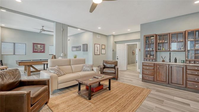 Billiard Table, Game Room, Interior, Living room, Recessed Lighting, Wood Texture Flooring