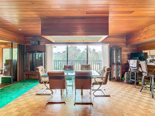 Home Office, Interior, Recessed Lighting, Wooden Ceilings, Wood Texture Flooring, Wooden Walls