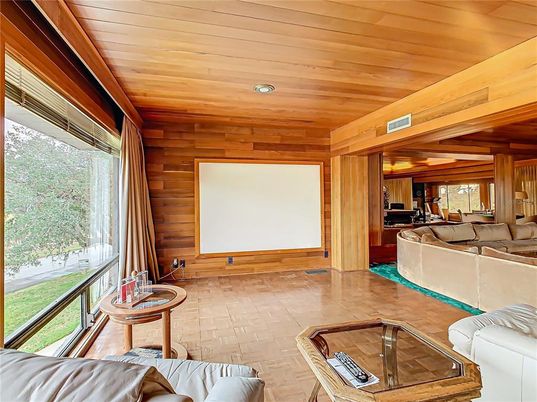 Interior, Living room, Recessed Lighting, Wooden Ceilings, Wooden Walls