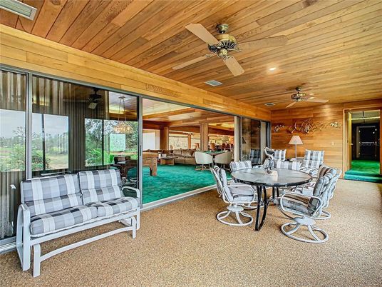 Dining room, Interior, Pool, Recessed Lighting, Wooden Ceilings, Wooden Walls