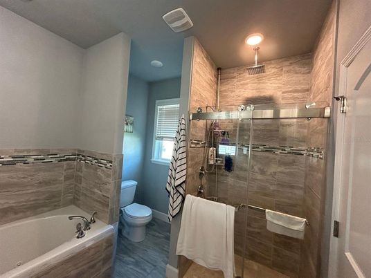Bathroom, Glass Shower, Interior, Recessed Lighting