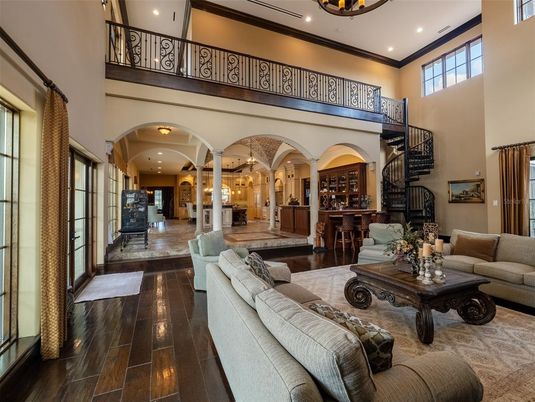 Interior, Living room, Recessed Lighting, Wood Texture Flooring