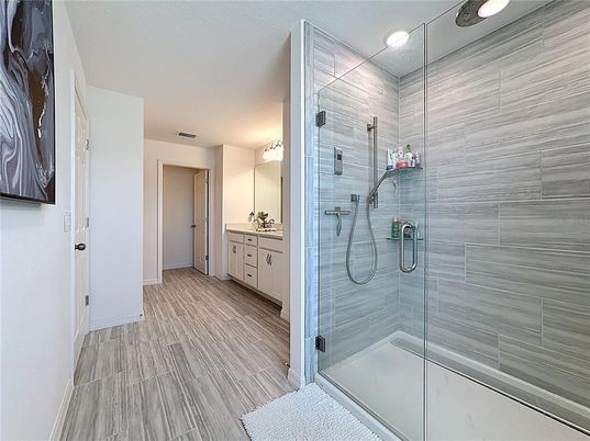 Bathroom, Glass Shower, Interior, Recessed Lighting