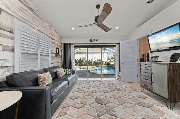 Interior, Living room, Recessed Lighting, Wooden Walls