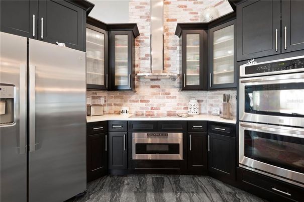 Interior, Kitchen, Stainless Steel Appliances, Stone Walls