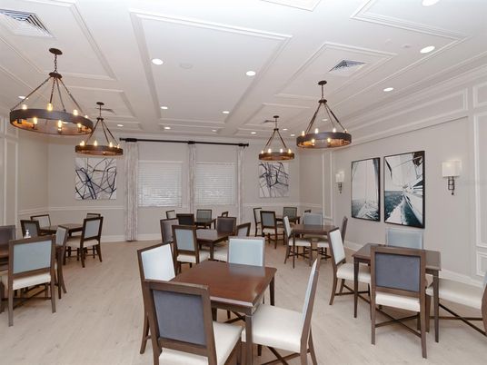 Dining room, Interior, Pendant Lights, Recessed Lighting, Wood Texture Flooring