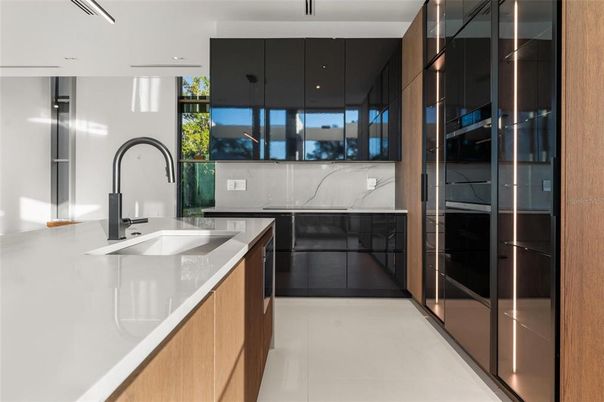 Interior, Kitchen, Marble Walls, Recessed Lighting