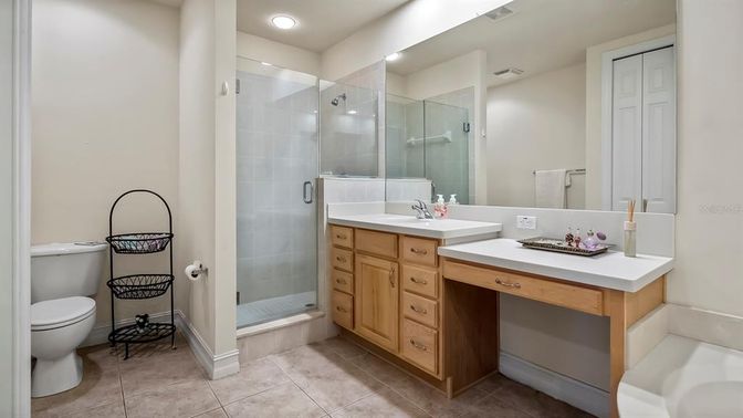 Bathroom, Dual Sink Vanities, Glass Shower, Interior, Recessed Lighting