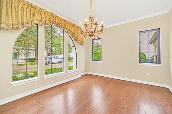 Chandelier, Empty room, Interior, Wood Texture Flooring