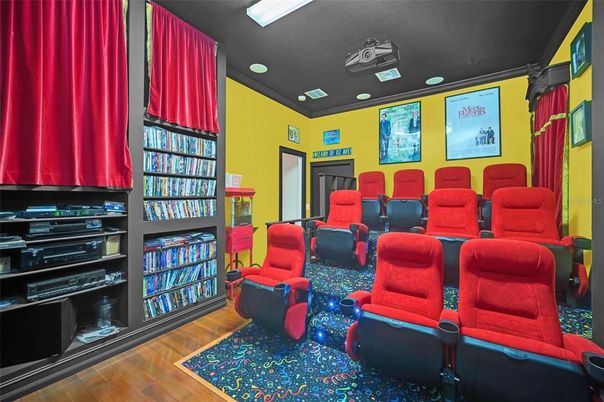 Home Theatre Room, Interior, Theatre Room, Wood Texture Flooring