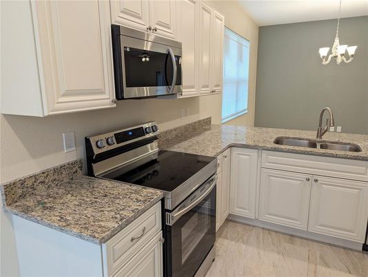 Chandelier, Interior, Kitchen, Stainless Steel Appliances
