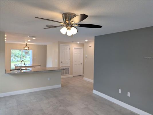 Empty room, Interior, Kitchen, Pendant Lights, Recessed Lighting