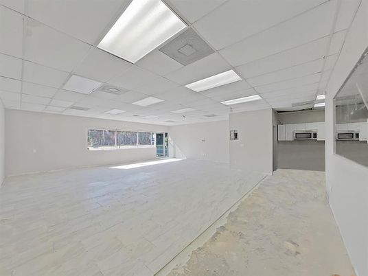 Empty room, Interior, Kitchen, Recessed Lighting, Wood Texture Flooring