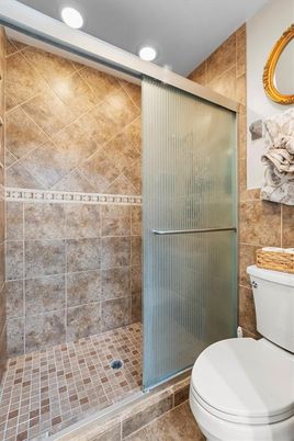 Bathroom, Glass Shower, Interior, Recessed Lighting