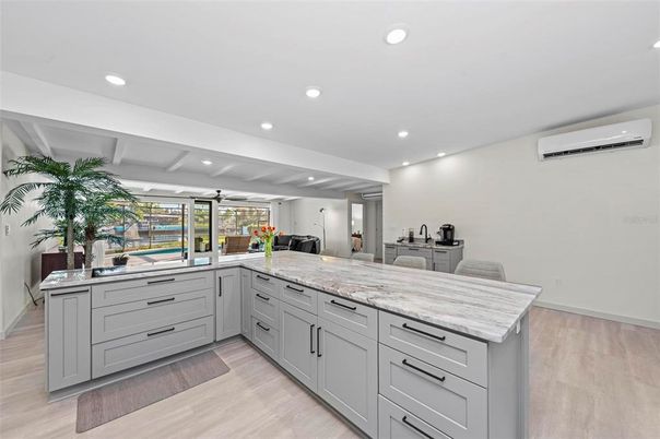 Interior, Kitchen, Recessed Lighting, Wood Texture Flooring