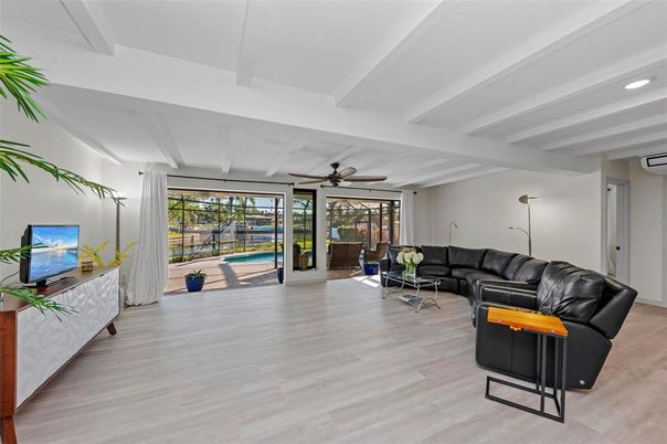 Interior, Living room, Recessed Lighting, Wood Texture Flooring