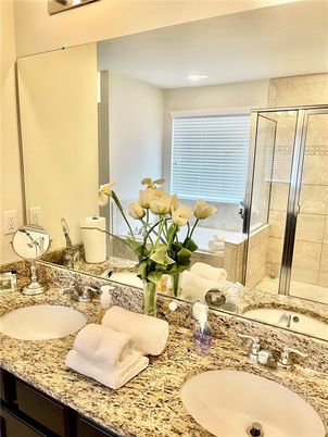 Bathroom, Dual Sink Vanities, Glass Shower, Interior, Recessed Lighting