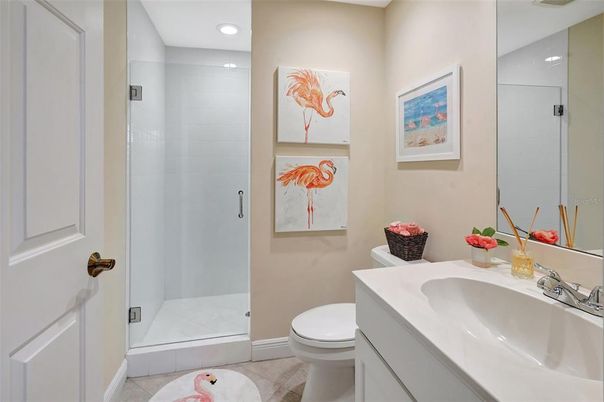 Bathroom, Glass Shower, Interior, Recessed Lighting