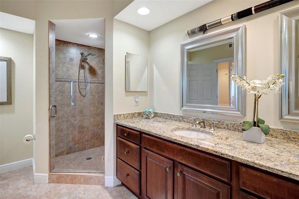 Bathroom, Glass Shower, Interior, Recessed Lighting