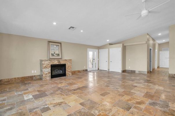 Empty room, Fireplace, Interior, Recessed Lighting