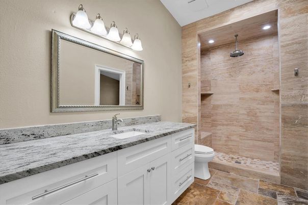 Bathroom, Glass Shower, Interior, Recessed Lighting