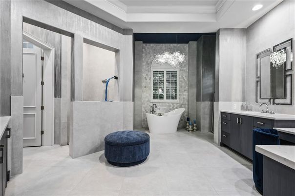 Bathroom, Dual Sink Vanities, Free Standing Baths, Interior, Recessed Lighting
