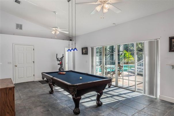 Billiard Table, Game Room, Interior, Pendant Lights